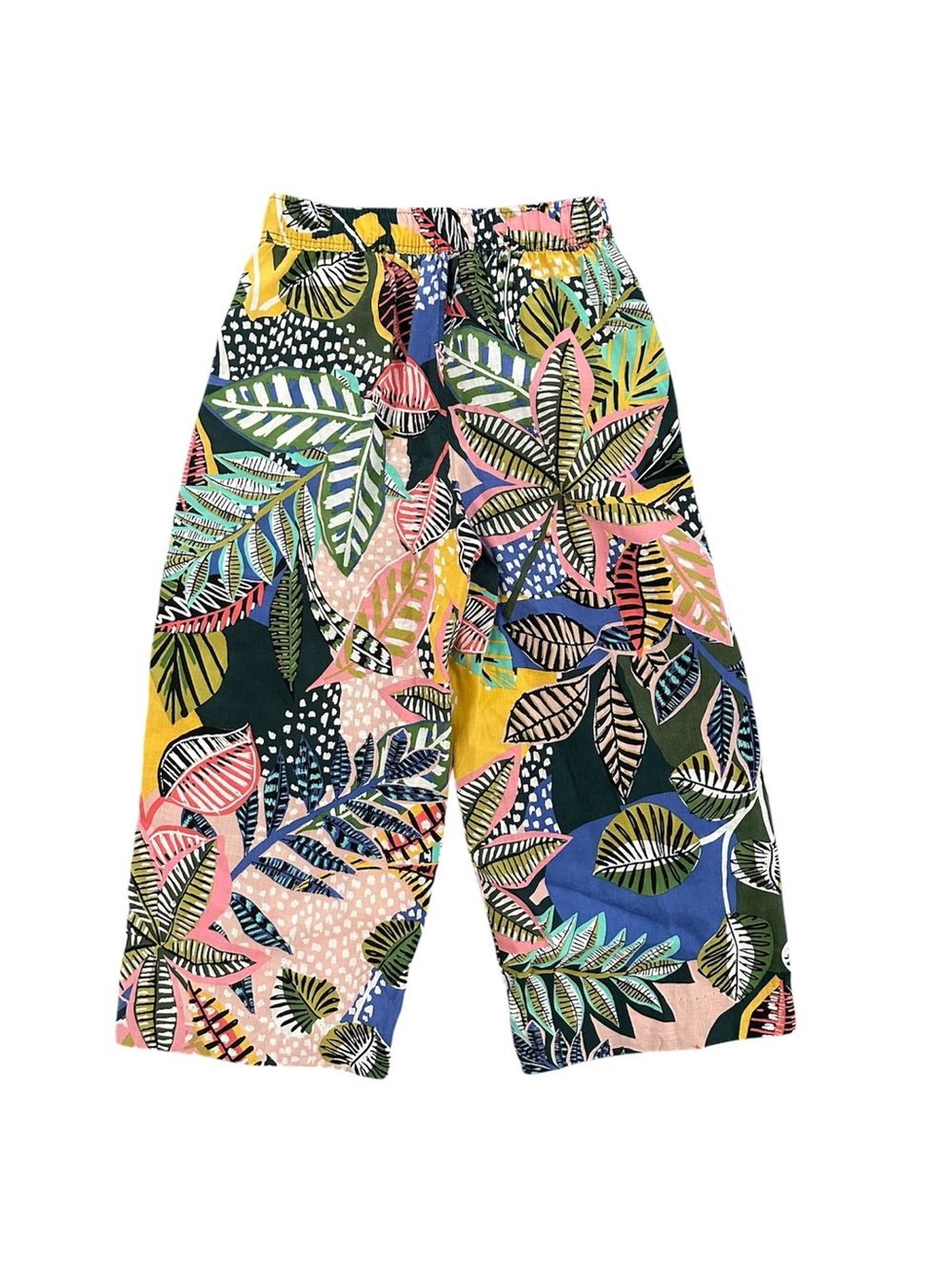 Cynthia Rowley 100% Linen Pull On Cropped Pants Floral Print SZ L Beachy Boho - Picture 2 of 5